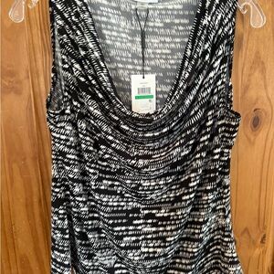 Calvin Klein Collection Black & White Draped Tank Top